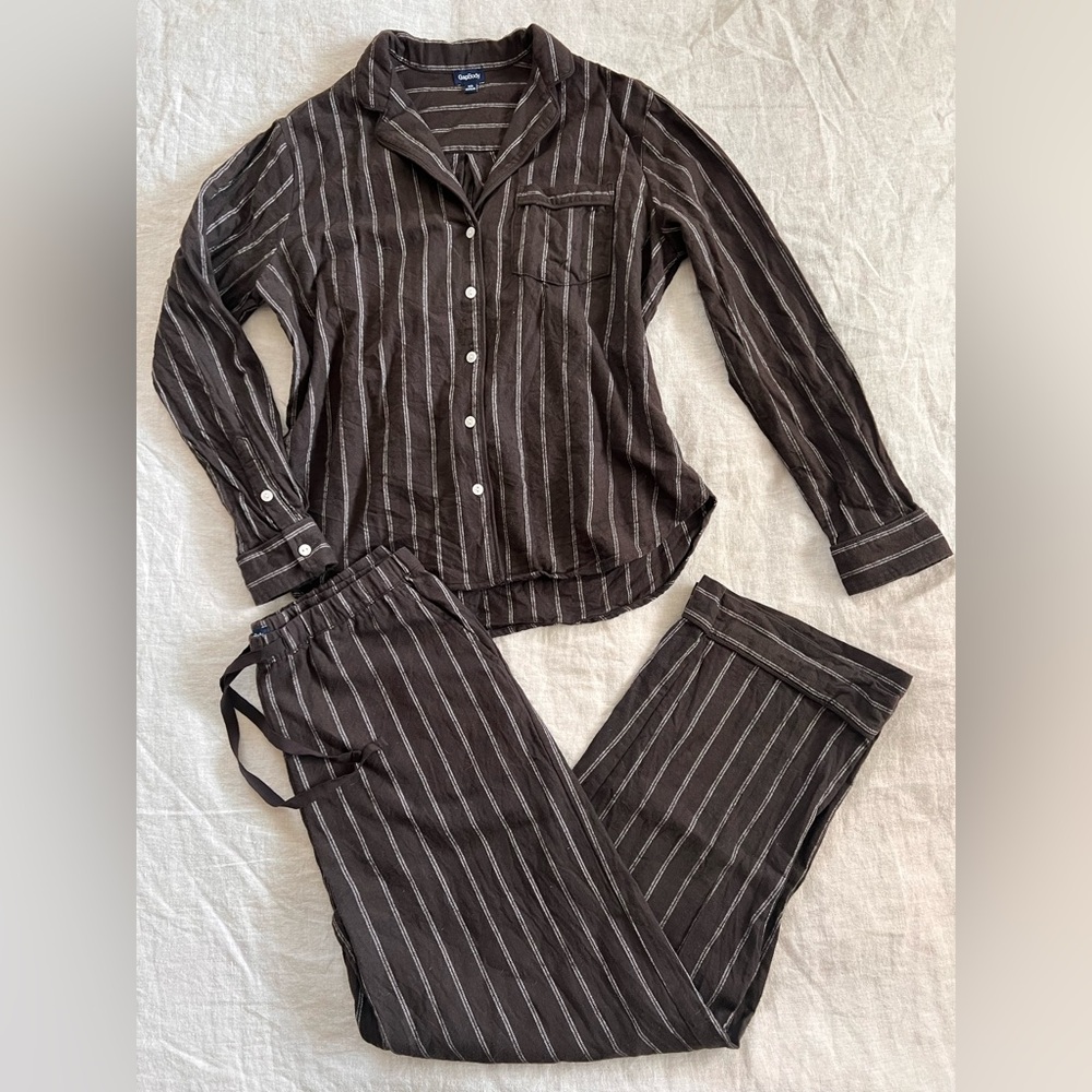 Rails Charcoal Stripe Cotton Pajama Set